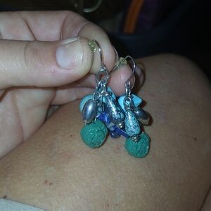 Silver and Blue Dangle Earrings